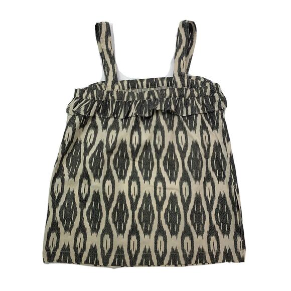 J. Crew Womens Size 0 Ikat Ruffle‎ Flounce Cotton Tank Top Blouse NWOT - Picture 2 of 12